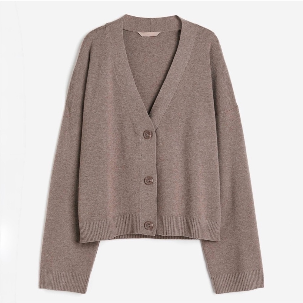 Chic and comfortable fine knit brown cardigan. NWT